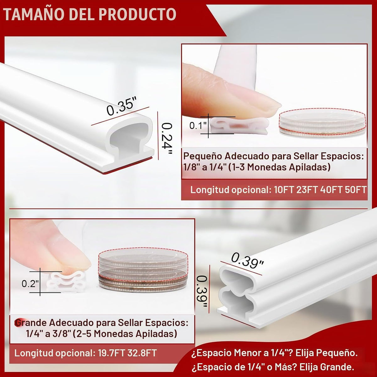 alophoty - Tira de sellado para puerta, 10 pies, blanco, 0.35 x 0.2...