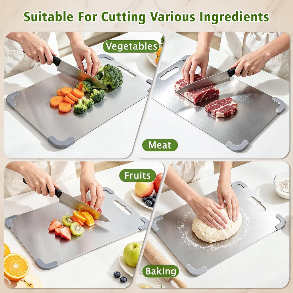 Tablas de cortar de acero inoxidable para cocina, juego de tablas d...