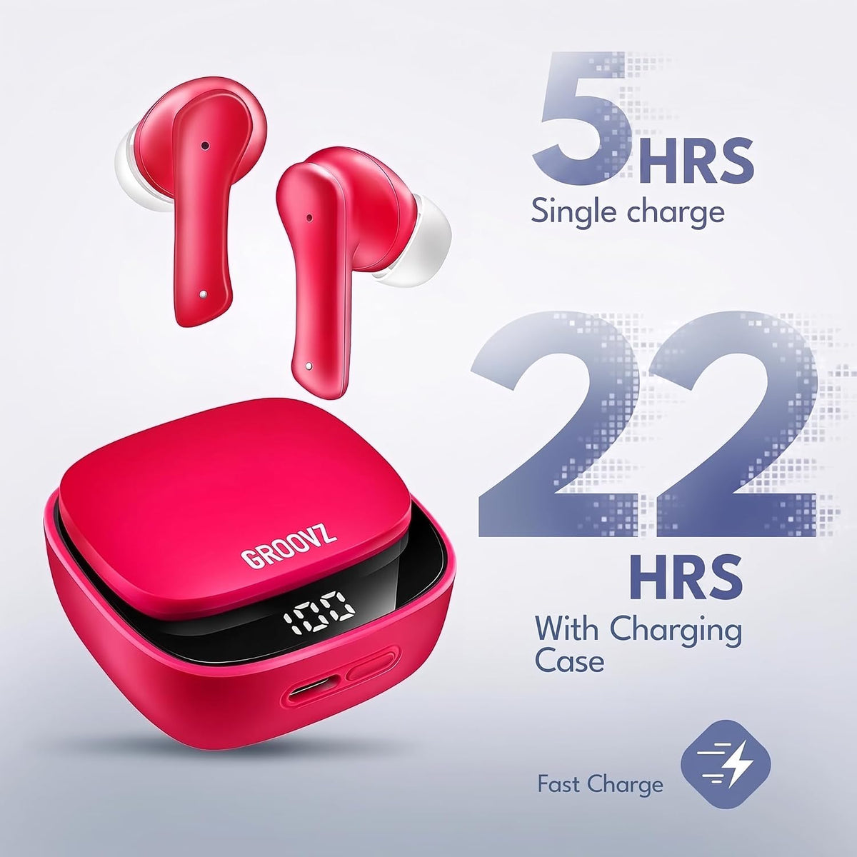 Groovz Auriculares verdaderamente inalámbricos con estuche de carga...
