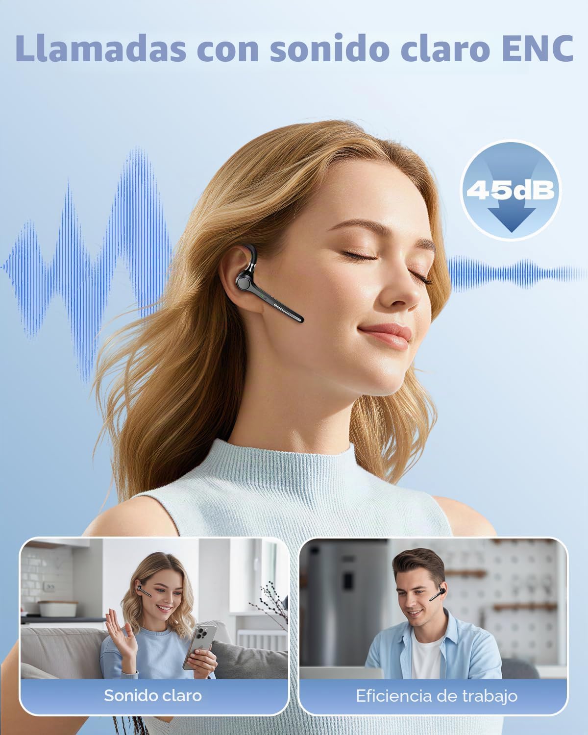 Ngsod Auricular Bluetooth V5.4, auricular inalámbrico USB Dongle co...