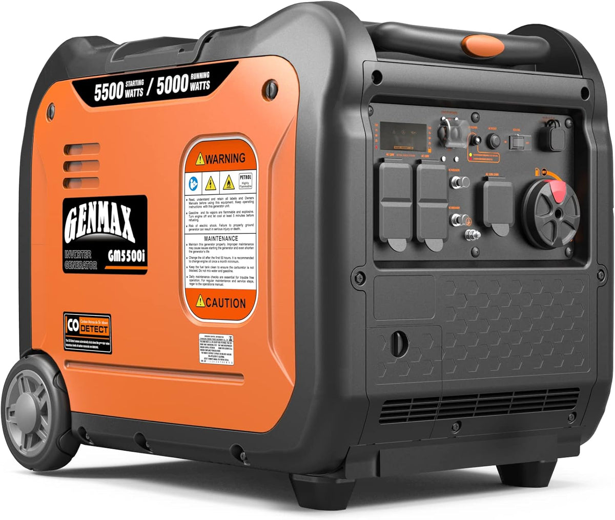 GENMAX Generador portátil, motor de gas ultra silencioso de 5500 W,...