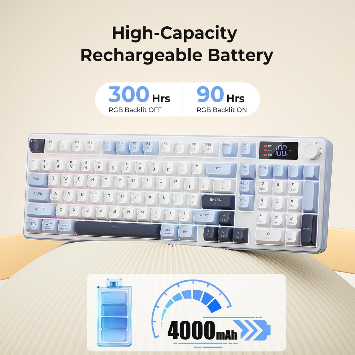 Redragon Teclado inalámbrico para juegos, teclado de computadora RG...