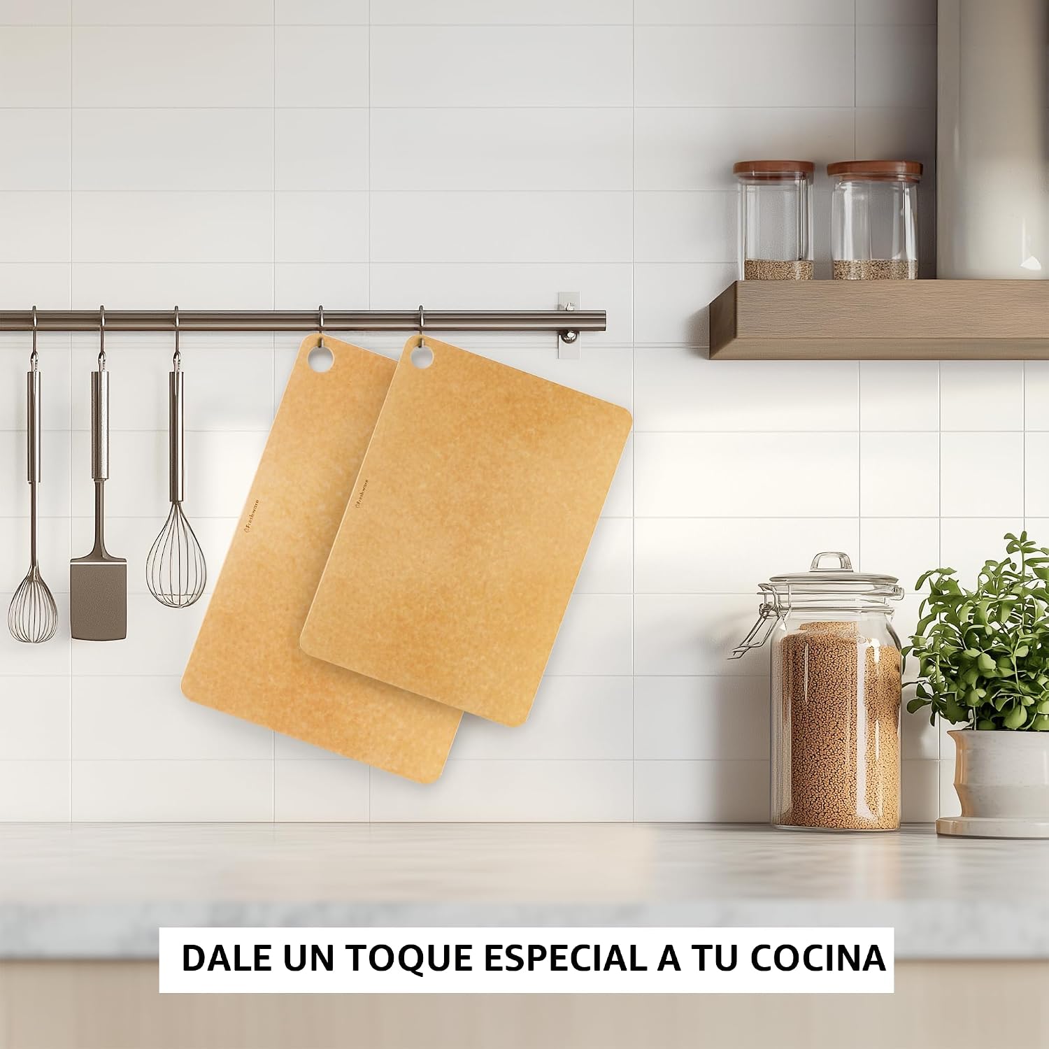 Freshware Tablas de cortar de madera para cocina, aptas para lavava...