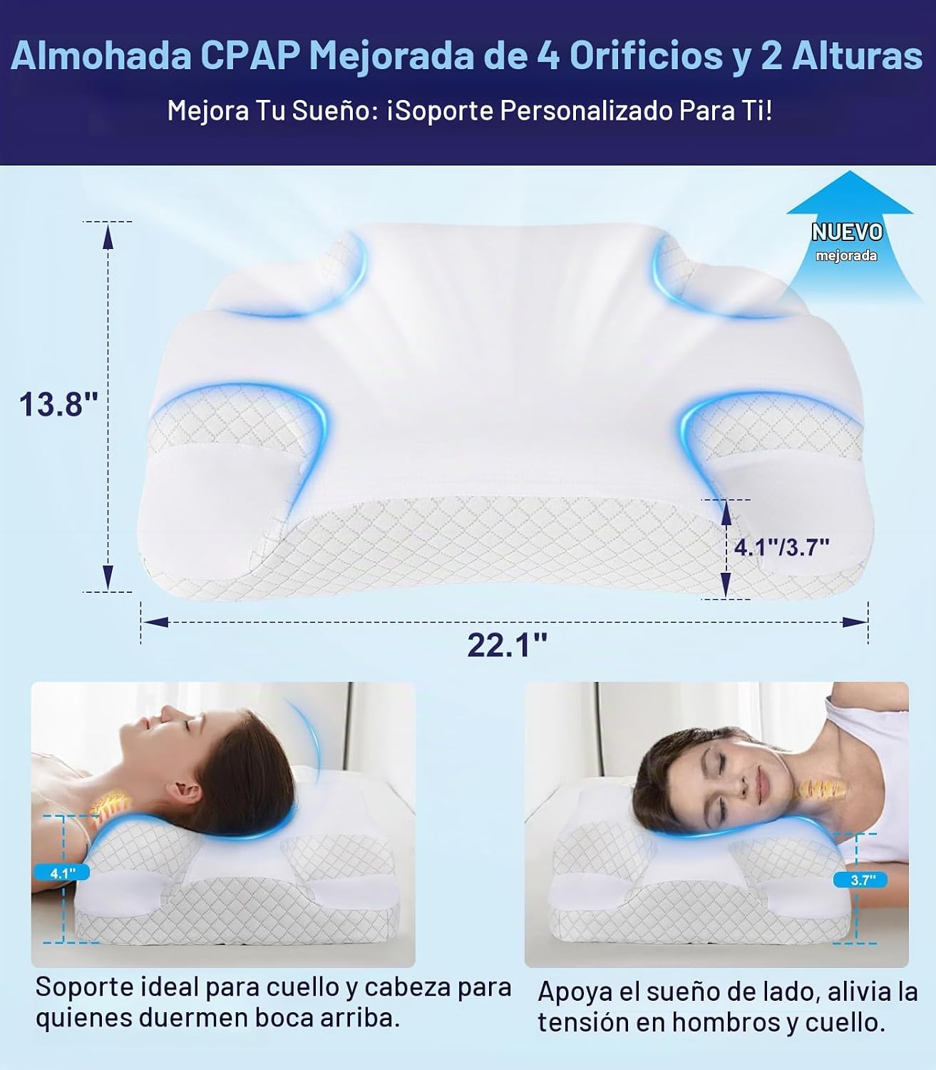 Almohada IKSTAR para sueño profundo CPAP para dormir de lado para t...