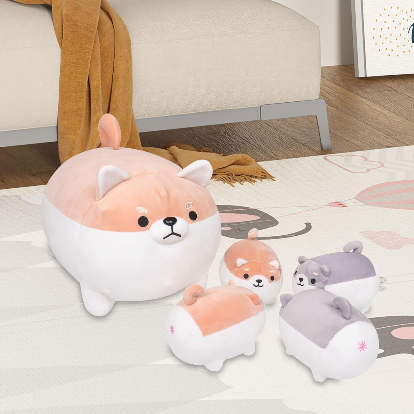 Peluche Shiba Inu, 5 piezas familia de animales de peluche Shiba In...