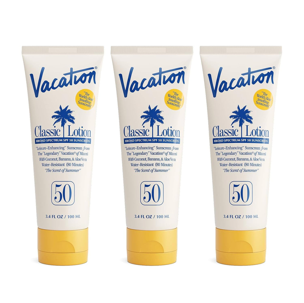 Loción protectora solar Vacation Classic SPF 50, 3.4 onzas líquidas...