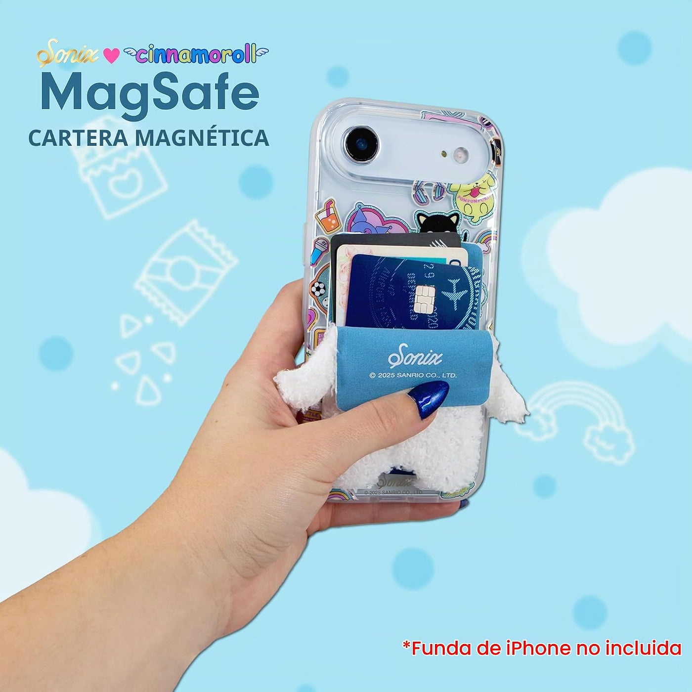 Sonix x Sanrio - Cartera magnética de felpa para teléfono, bonito t...