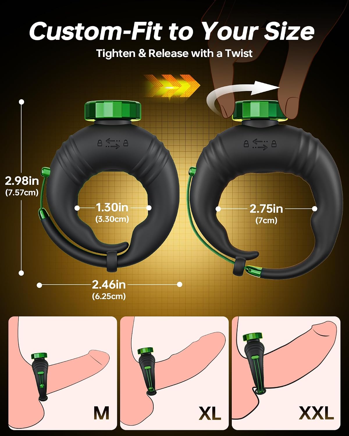 Anillo vibratorio para el pollo, juguetes sexuales ajustables para...