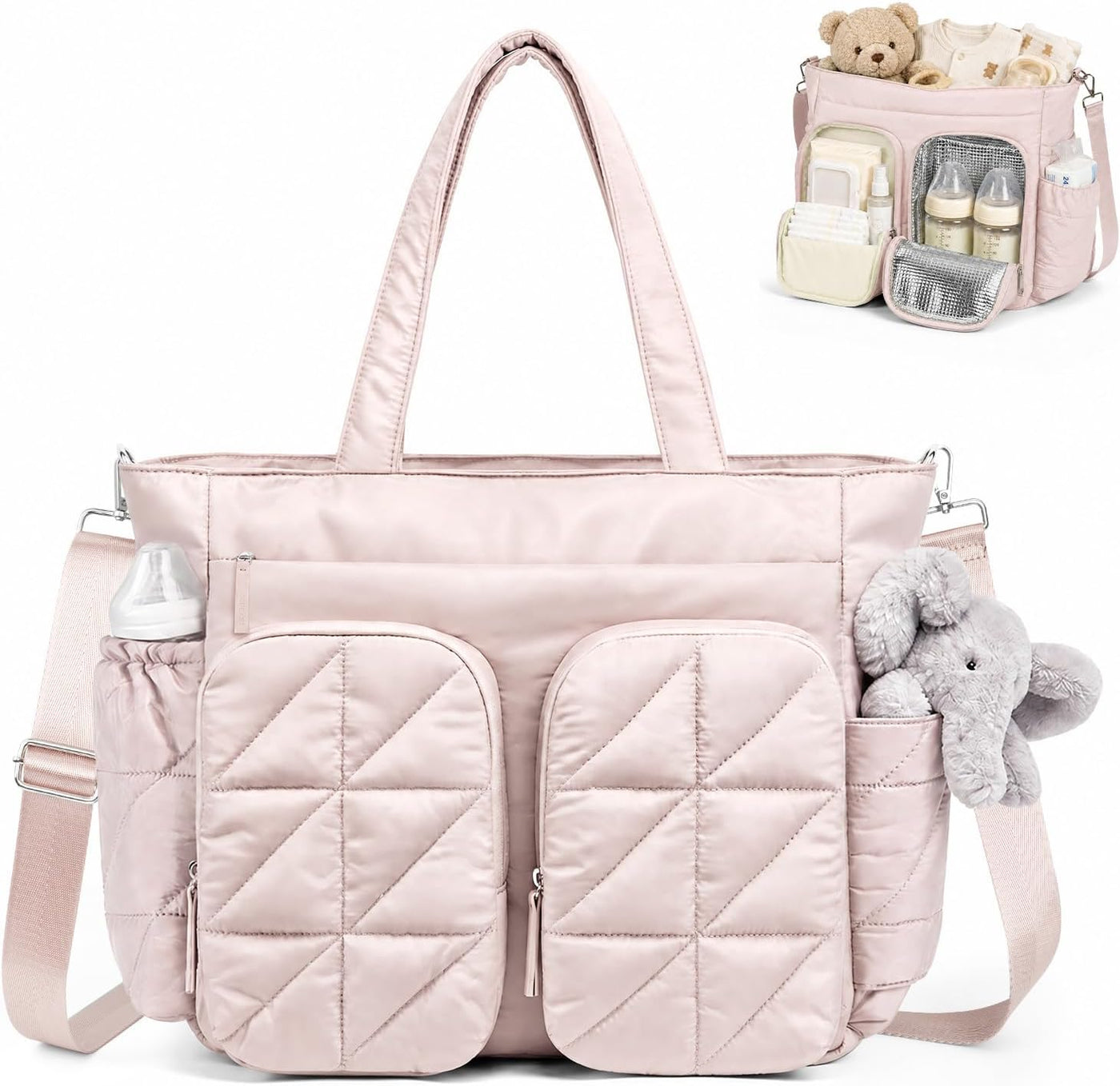 TOPEAST Bolsa de pañales, bolsa acolchada para bebé con bolsillos a...