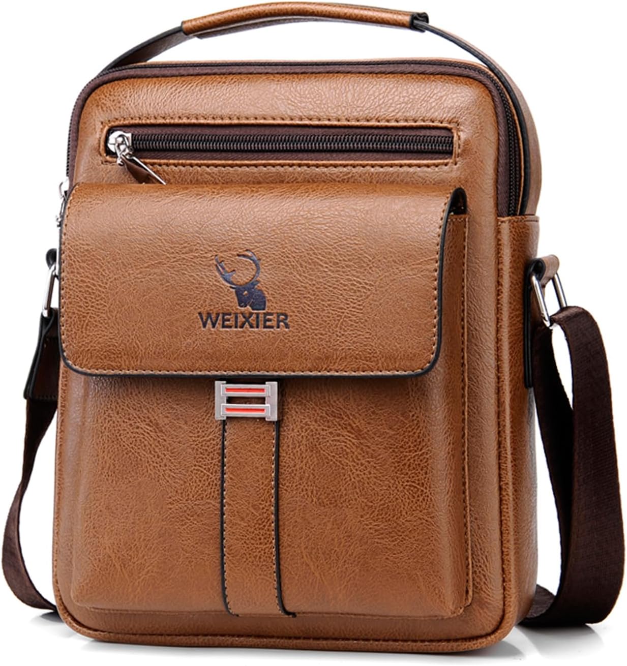 Bolsa de mensajero para hombres, bolso cruzado de hombro, cartera pequeña vintage de cuero PU, cartera maletín, bolsa lateral, bolso de mano cruzado
