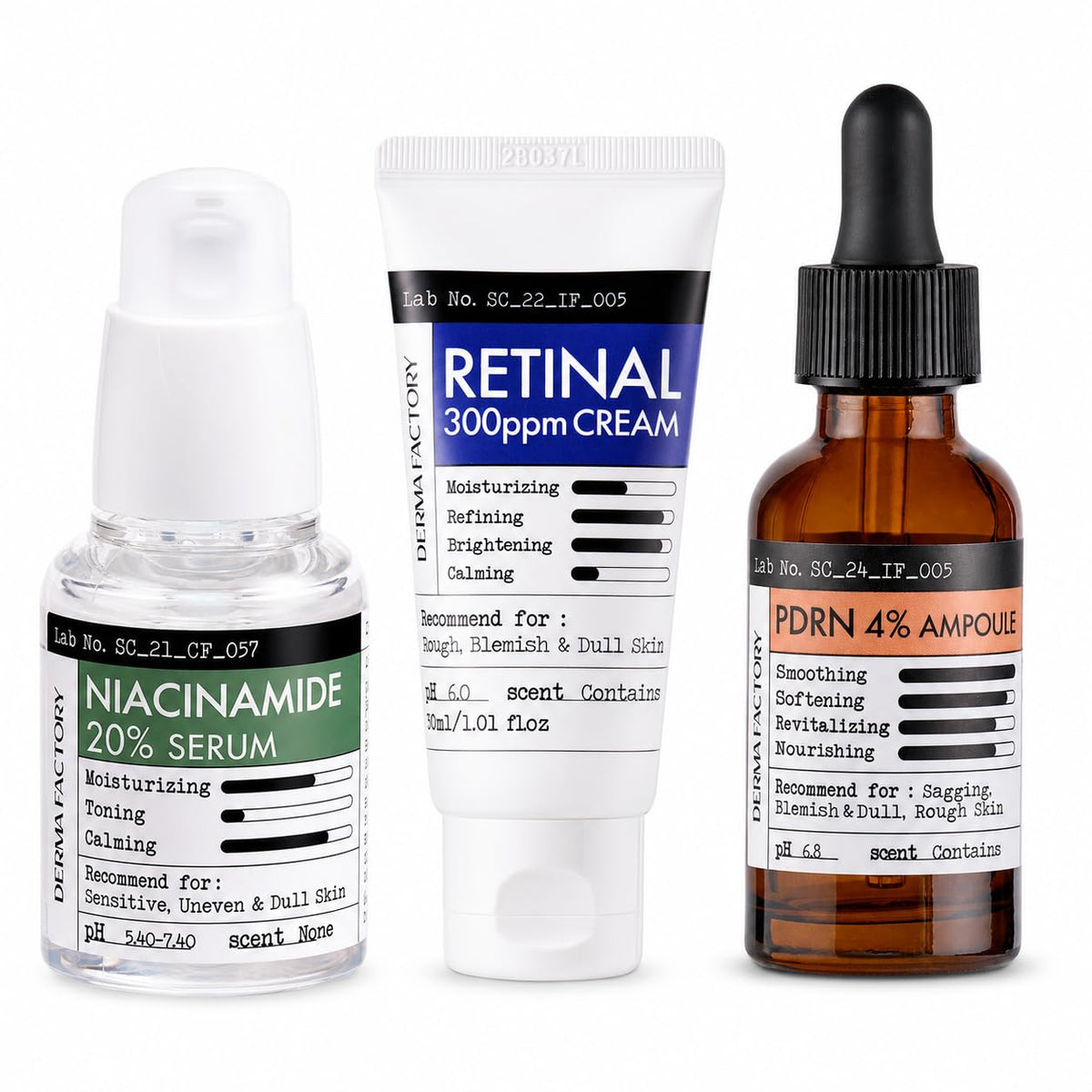 DERMA FACTORY Crema de noche retinal + suero de niacinamida al 20%...