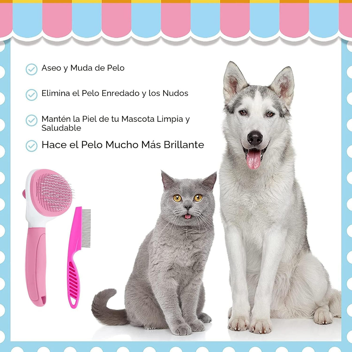 Cepillos para gatos de interior, cepillo para perros para muda de p...