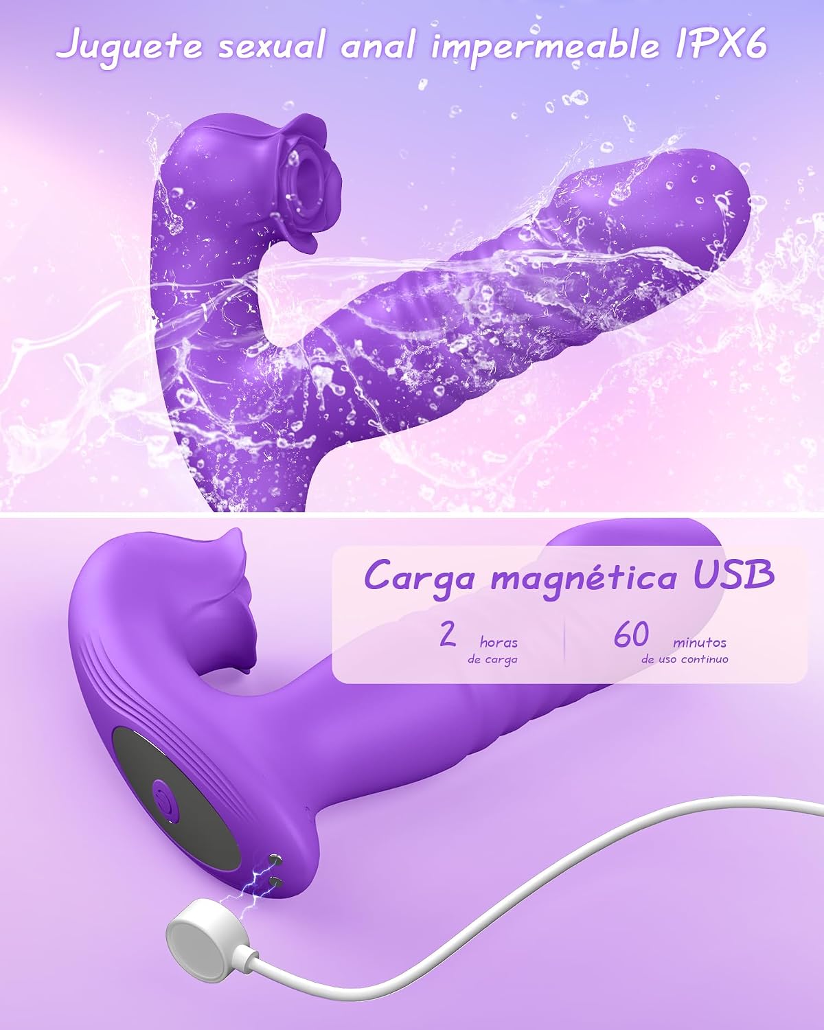 Juguetes sexuales de rosa para mujeres, vibrador de estimulación po...