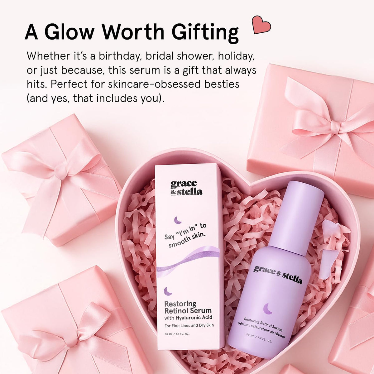 grace &amp; stella - Suero de retinol para rostro con ácido hialuró...