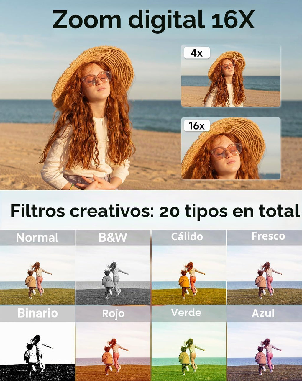 Cámara digital para niños, FHD 1080P 44MP Cámara digital de punto y...