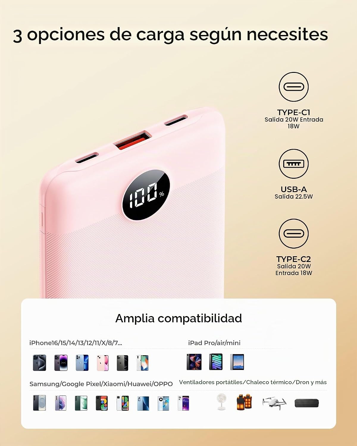 Pequeño cargador portátil 10000mAh 20W carga rápida mini banco de e...