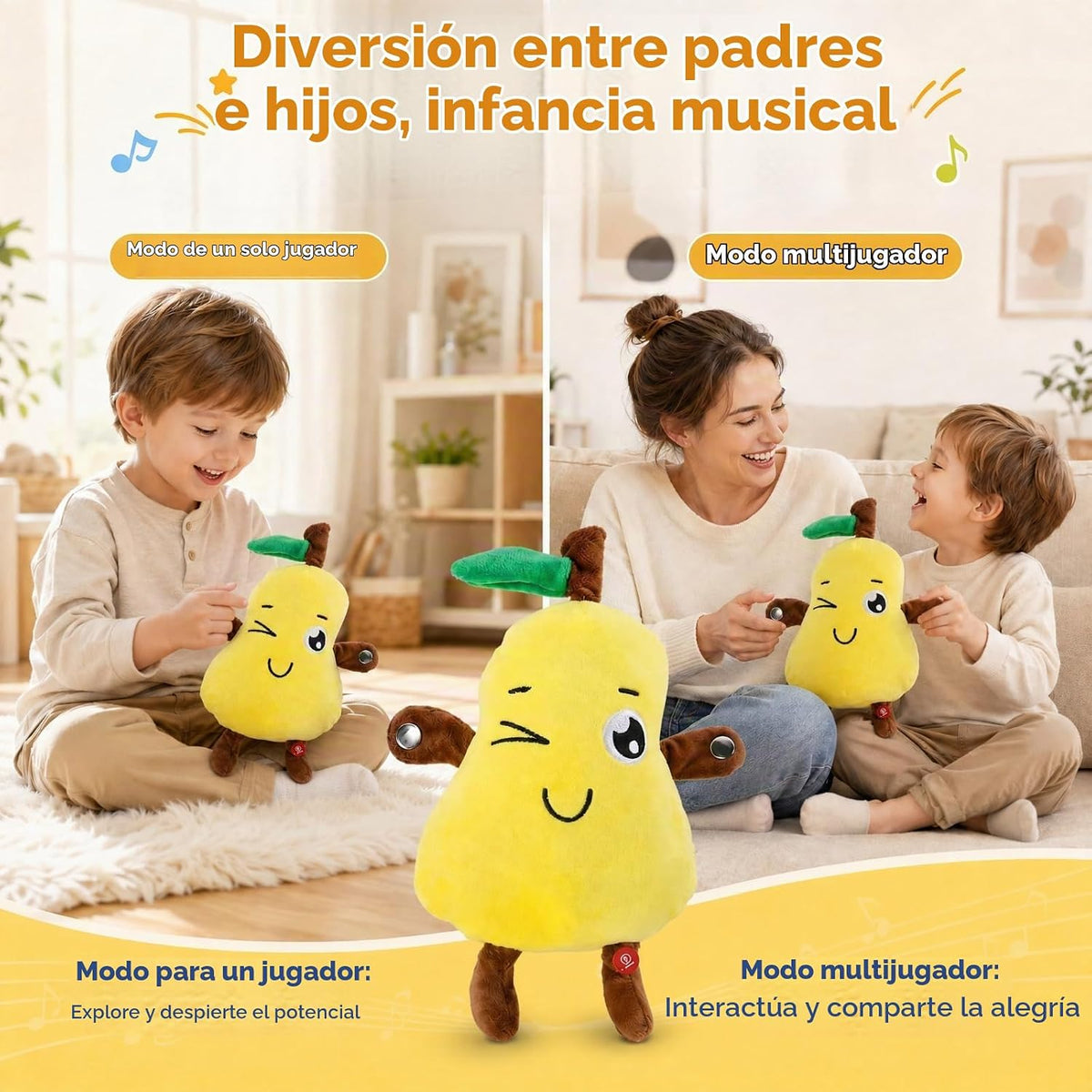 DoddyFun Juego de juguetes de peluche interactivos con música para...