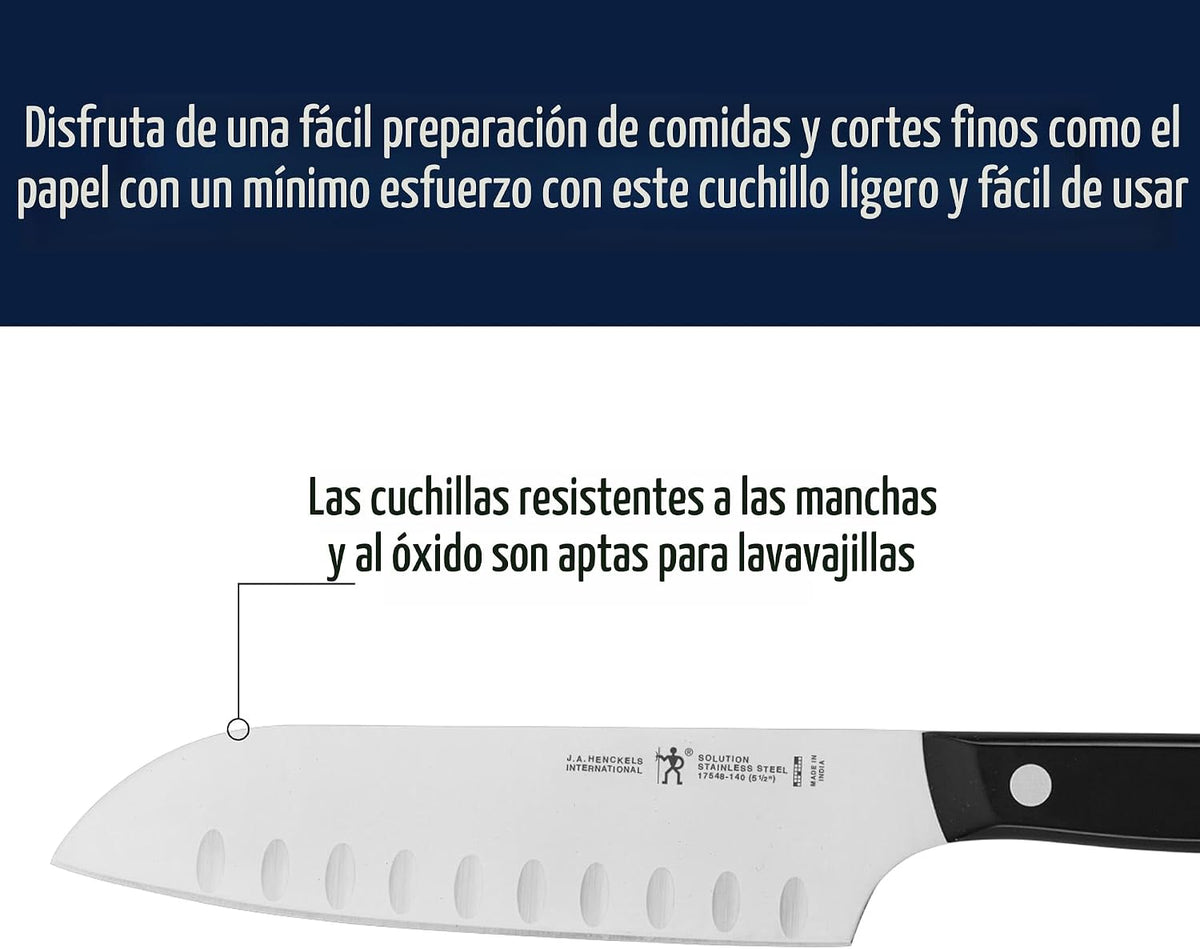 HENCKELS Solution Razor-Sharp - Juego de cuchillos Santoku de 5 pul...