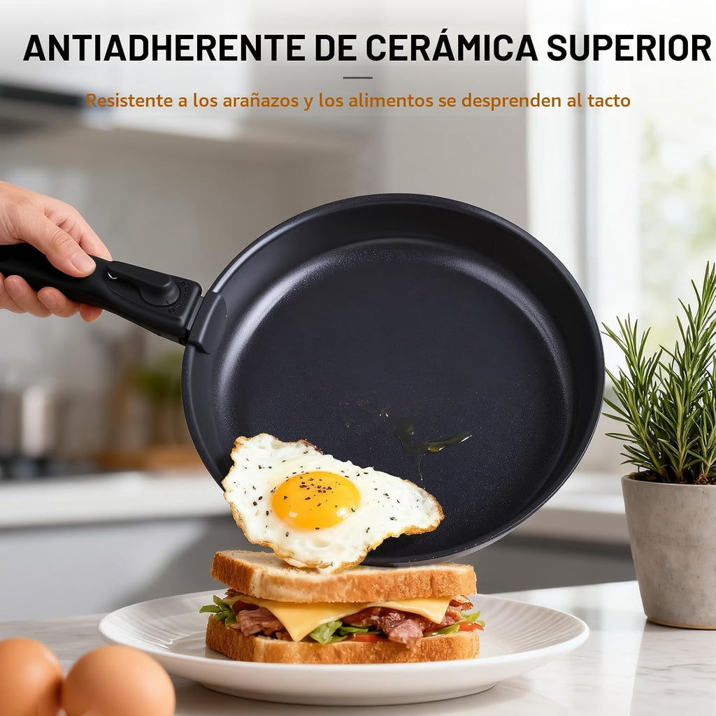 Ammeloo Juego de 21 Piezas de Ollas y Sartenes Antiadherentes con M...