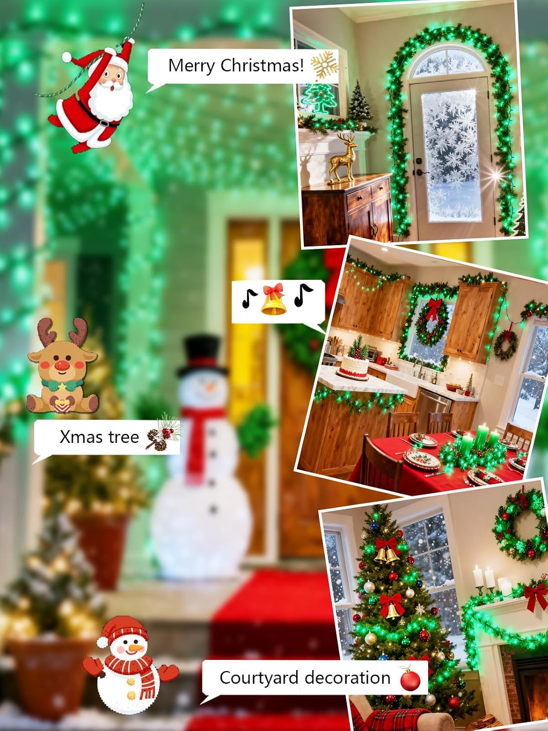 Guirnalda de luces navideñas de 300 LED, 99 pies, controladas por v...