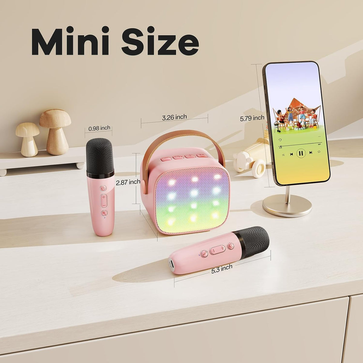 YLL Mini máquina de karaoke con 4 micrófonos inalámbricos, regalos...