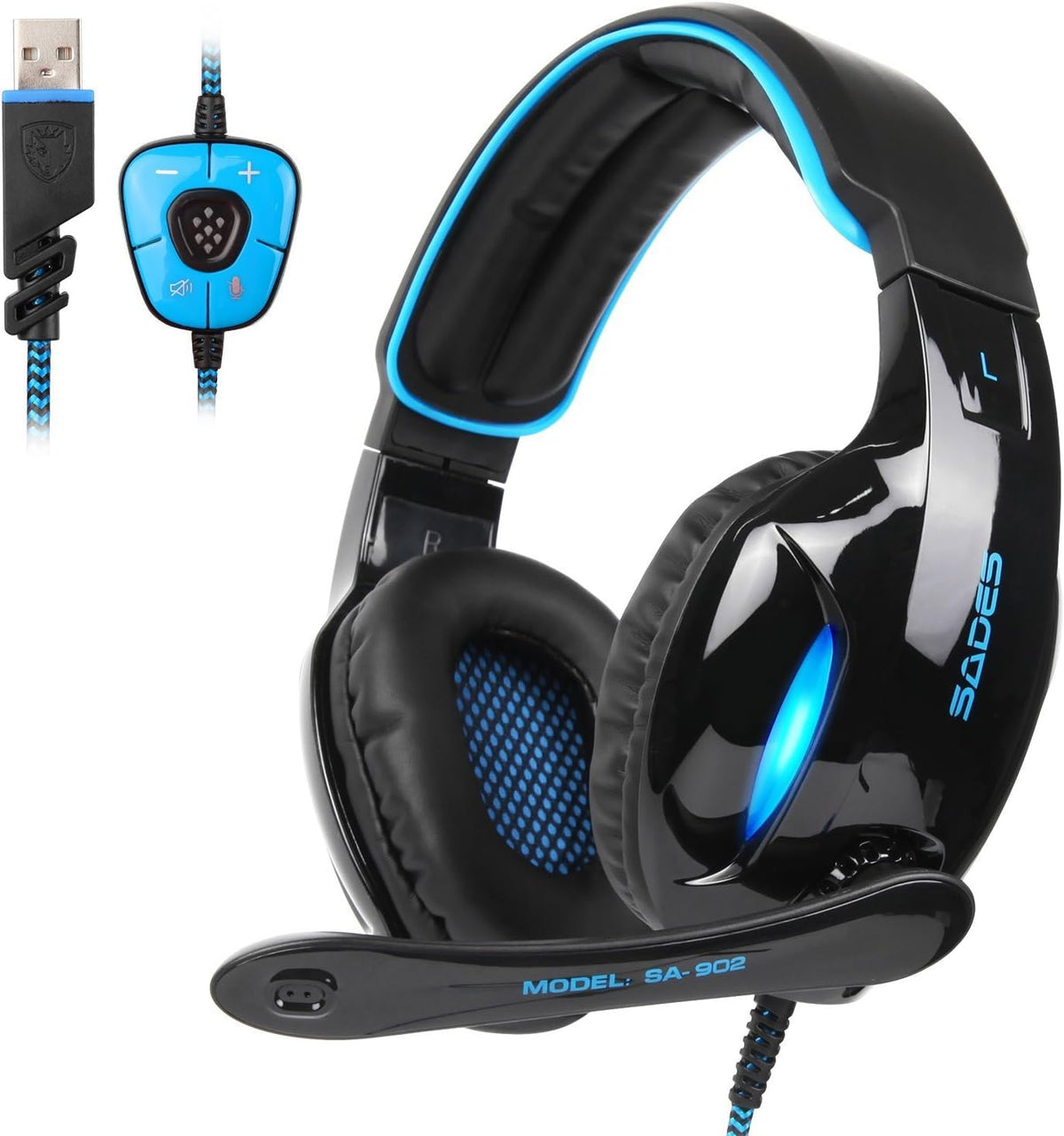 SADES SA902 7.1 USB Auriculares de PC con sonido envolvente Auricul...