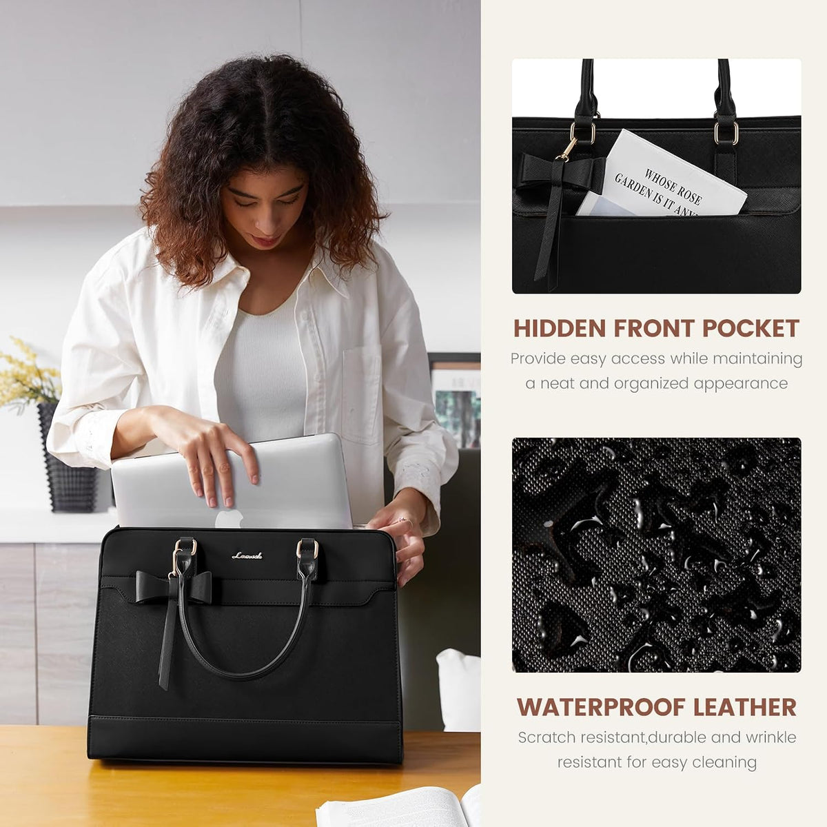LOVEVOOK Bolso para laptop de mano para mujer, bolso de trabajo de...