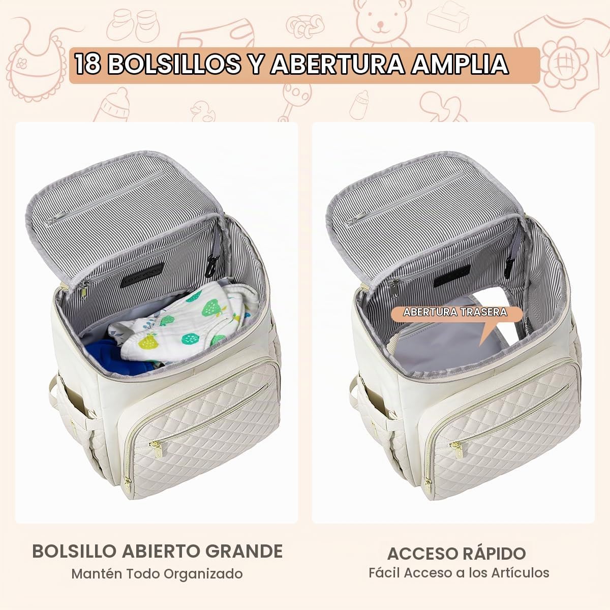 LOVEVOOK Mochila para Pañales de Gran Capacidad con Cambiador Portá...