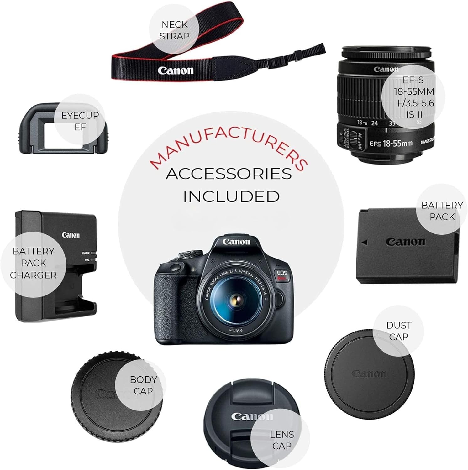 Canon EOS Rebel T7 Cámara DSLR con lente de 18-55 mm (Negro) (Renov...