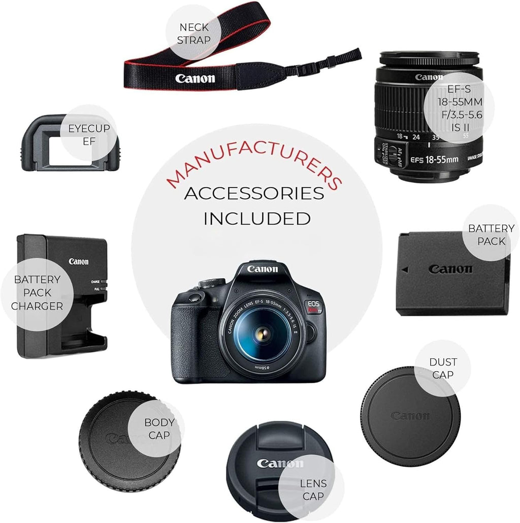 Canon EOS Rebel T7 Cámara DSLR con lente de 0.709-2.165 in (negro)...