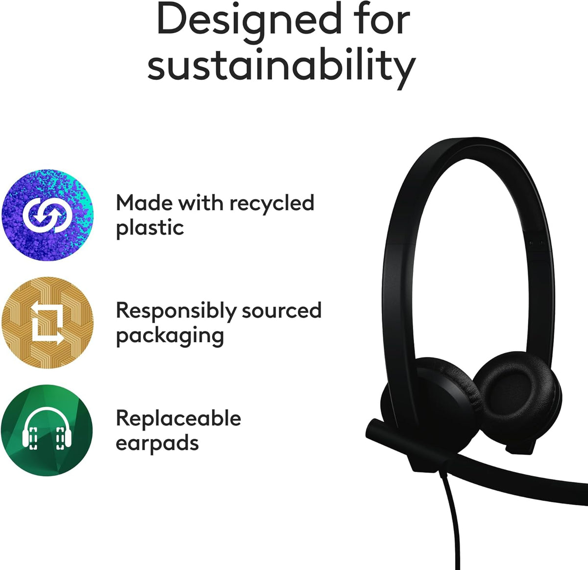 Logitech H570e USB-C Auriculares con cable con micrófono PC y Mac -...