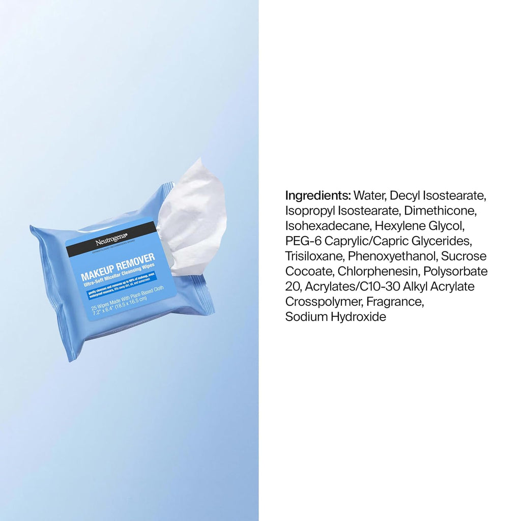 Neutrogena Toallitas para quitar maquillaje micelares sin alcohol p...