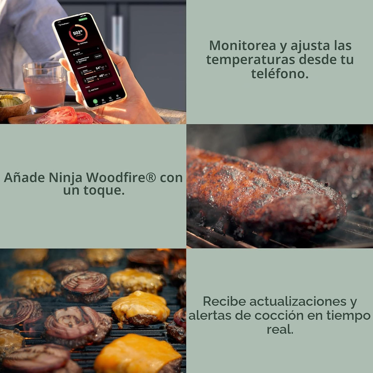 Ninja FlexFlame ProConnect Barbacoa y Ahumador | Sistema de Cocina...