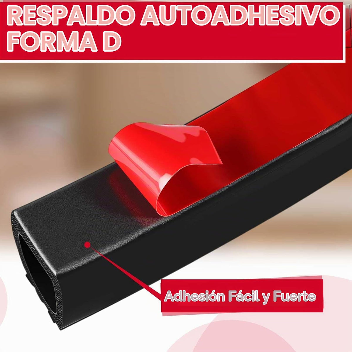 Pangda Tira de sellado de 4 m en forma de D de goma para clima, esp...