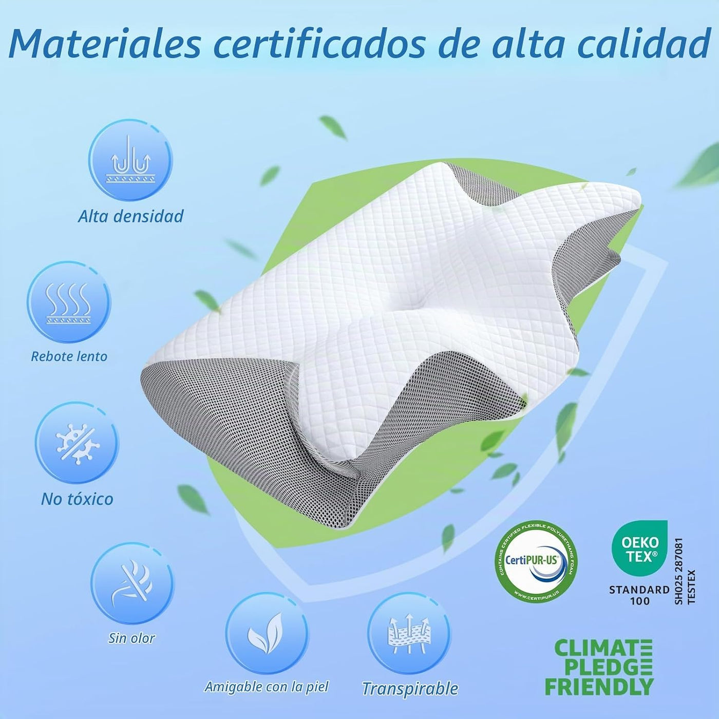 HOMCA - Almohada cervical de espuma viscoelástica, almohada ortopéd...