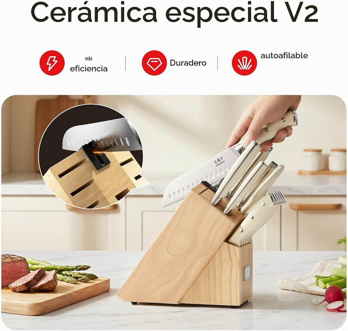 WANGMAZI Juego de cuchillos de chef de alta calidad, acero inoxidab...