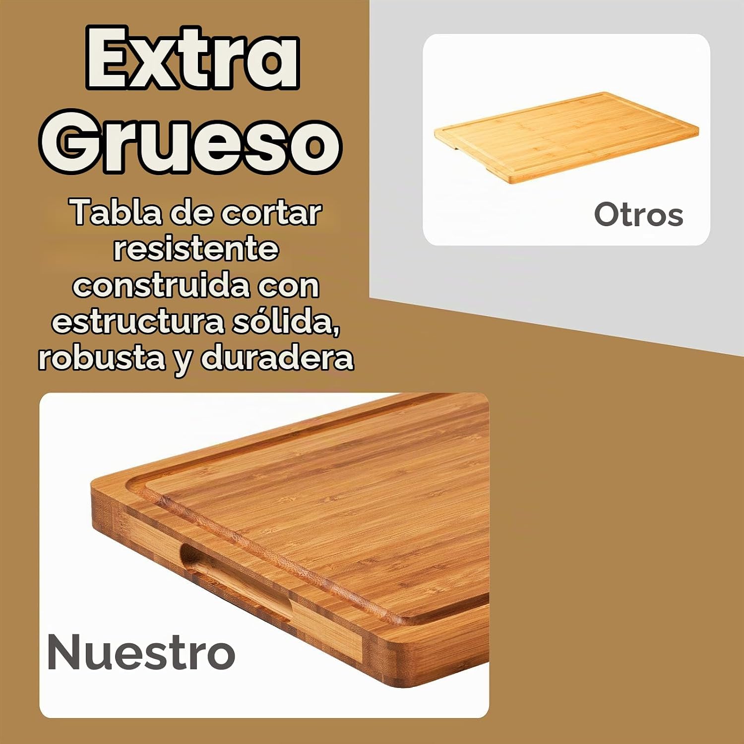 Tablas de cortar de bambú para cocina, bloque de carnicero de mader...