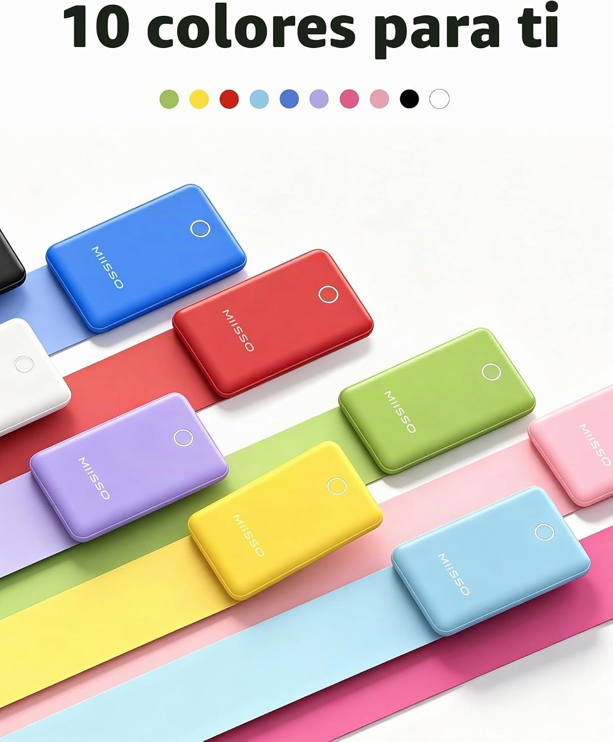 Mini cargador portátil de 10000 mAh con cable integrado, paquete de...