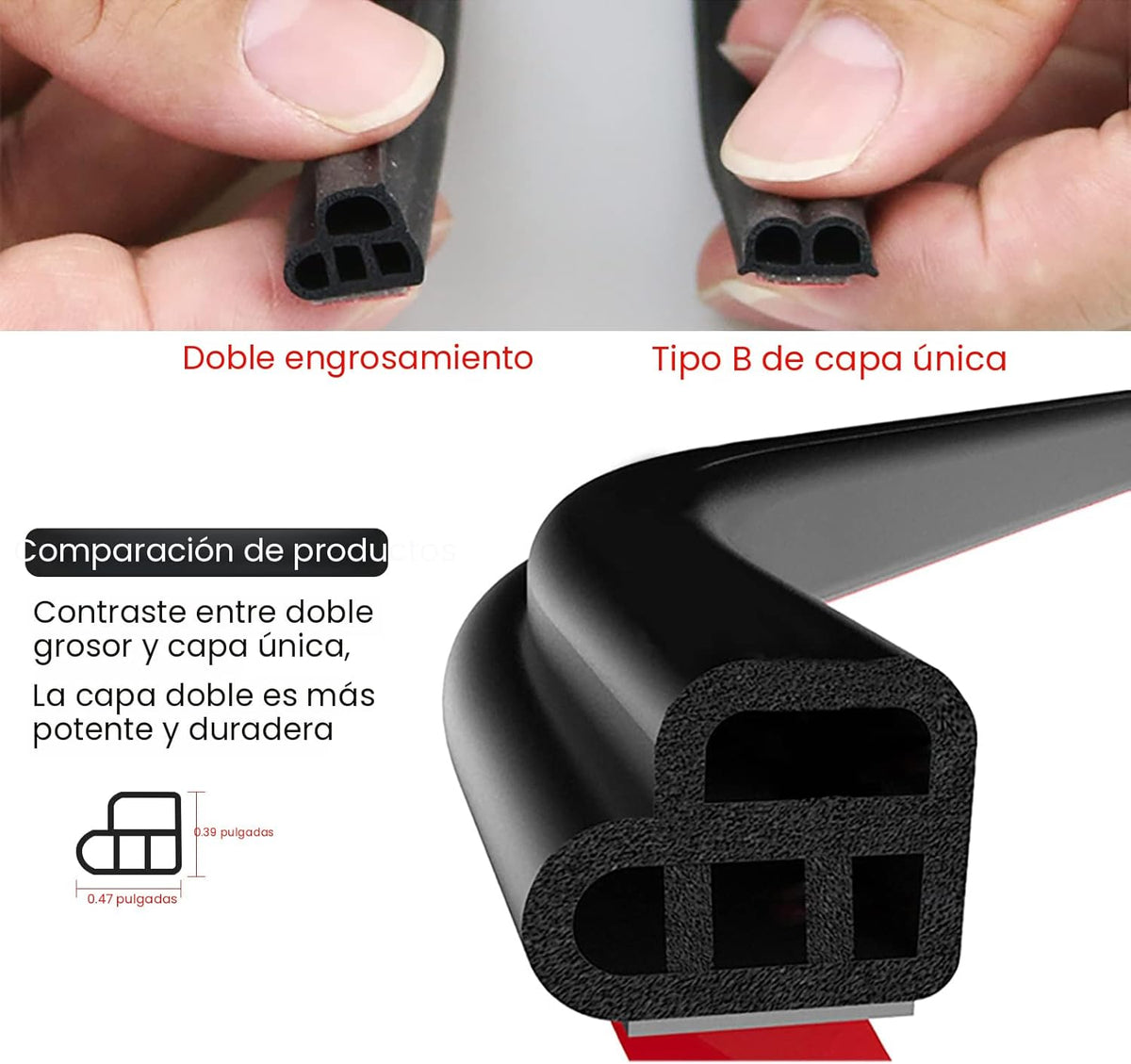 DOTAATDW Tira de Sellado para Puerta de Coche Burlete Automotriz de...