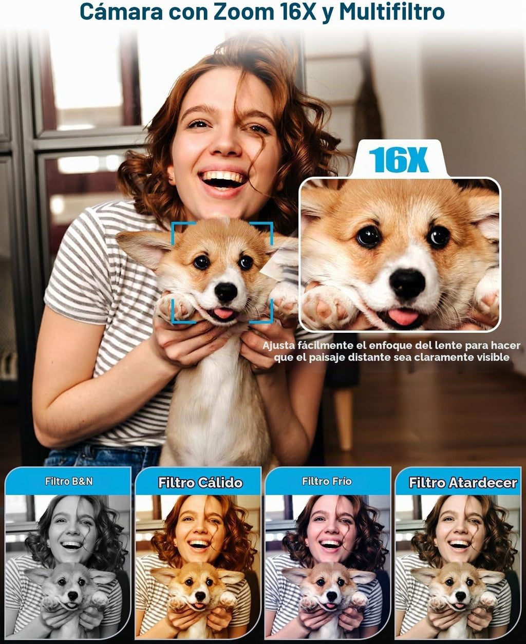 Cámara digital 4K para fotografía, cámaras digitales de enfoque aut...
