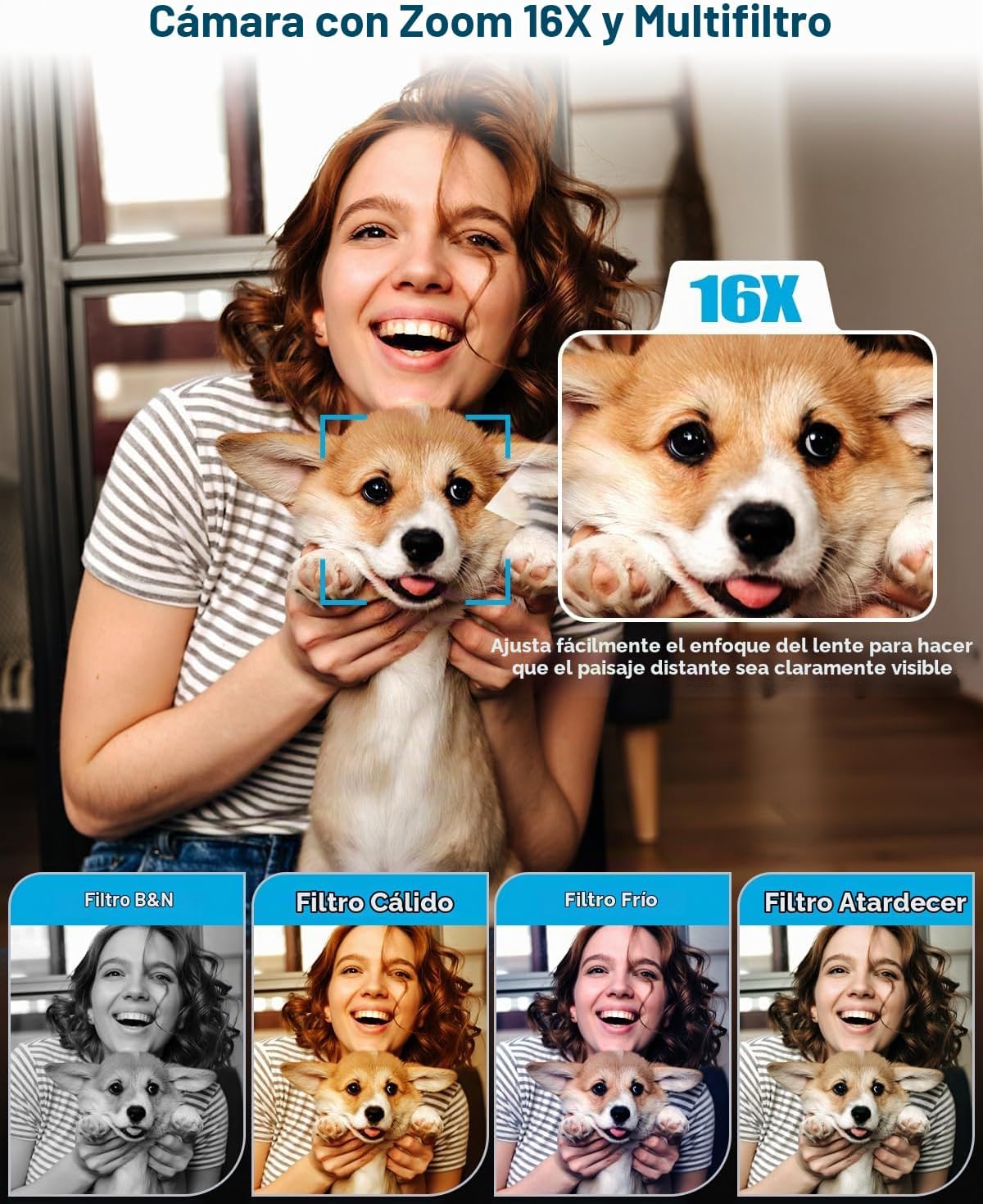 Cámara digital 4K para fotografía, cámaras digitales de enfoque aut...