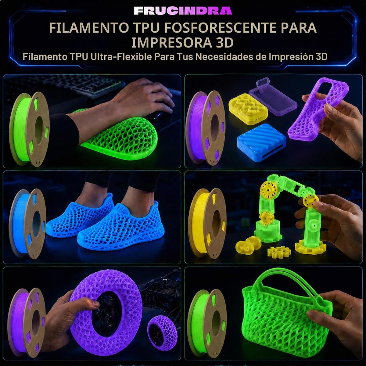 Frucindra Paquete de filamentos para impresora 3D de TPU 95A que br...