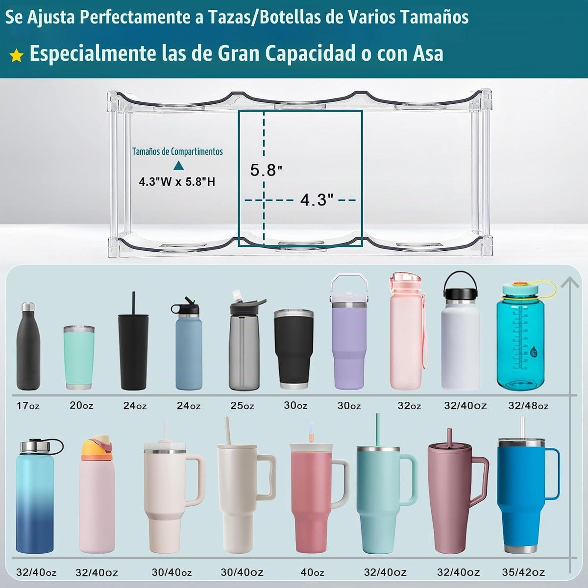 Organizador de botellas de agua prémium para Stanley de 40 onzas y...