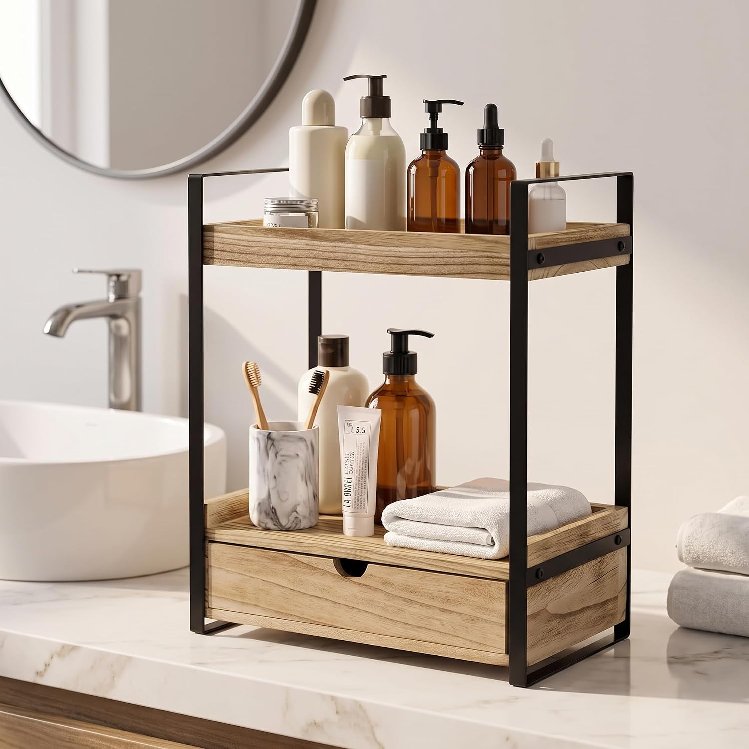 Ukonvi Organizador de Baño de 2 Niveles para Encimera con Cajón, Es...