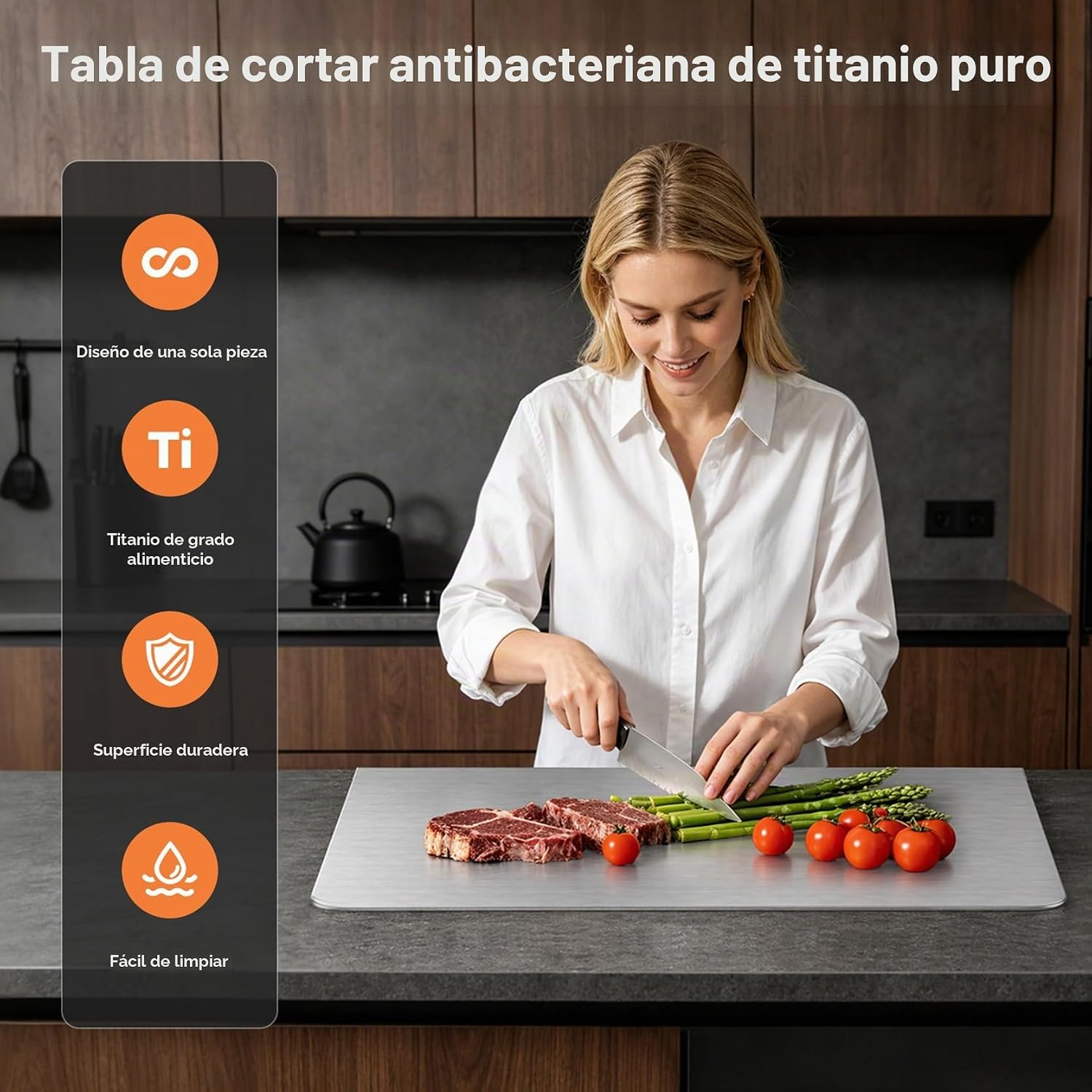 Tablas de cortar de titanio para cocina, no tóxicas de titanio puro...