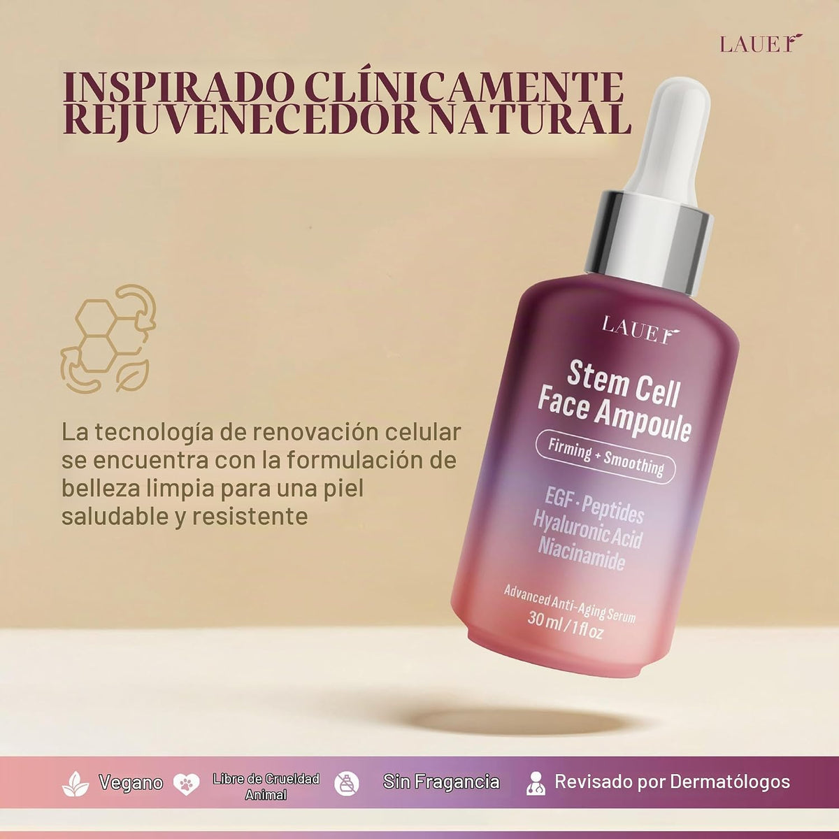 Ampolla facial de células madre, suero antienvejecimiento reafirman...