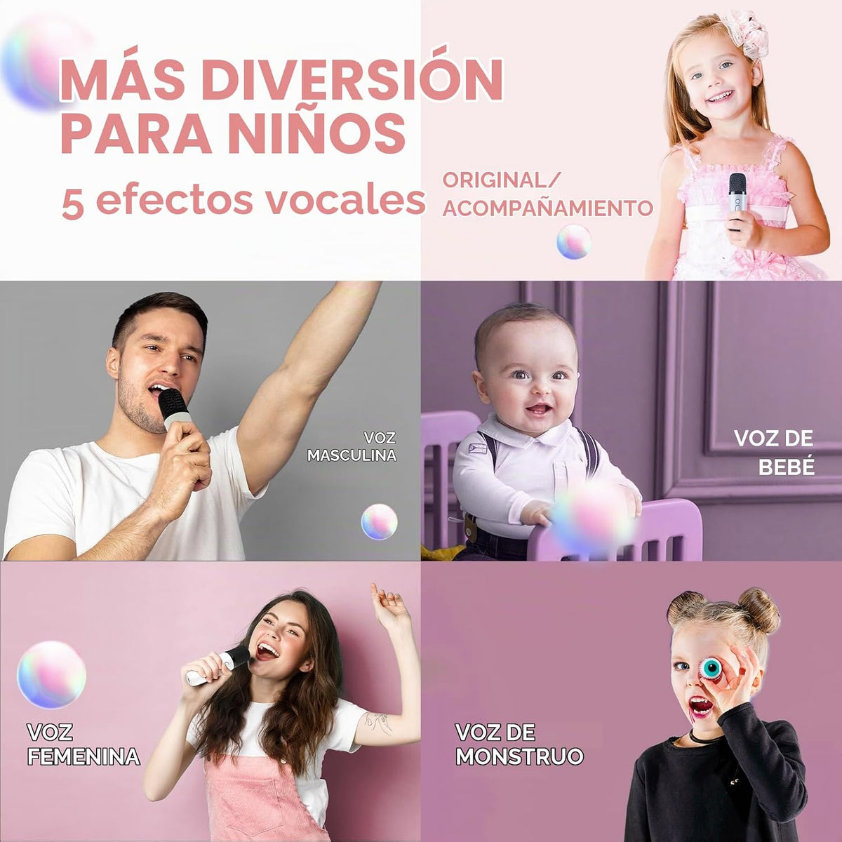 Micrófono de karaoke mini YLL para niños y adultos, altavoz Bluetoo...