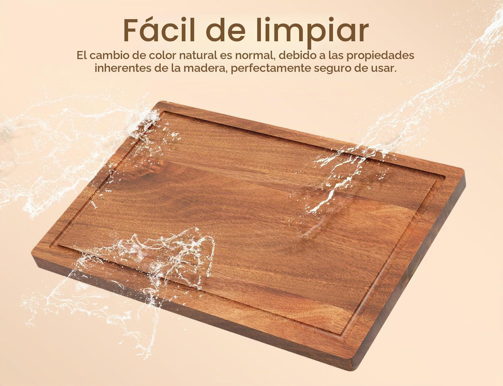 Danfoxer Juego de 3 tablas de cortar de madera de acacia, tablas de...