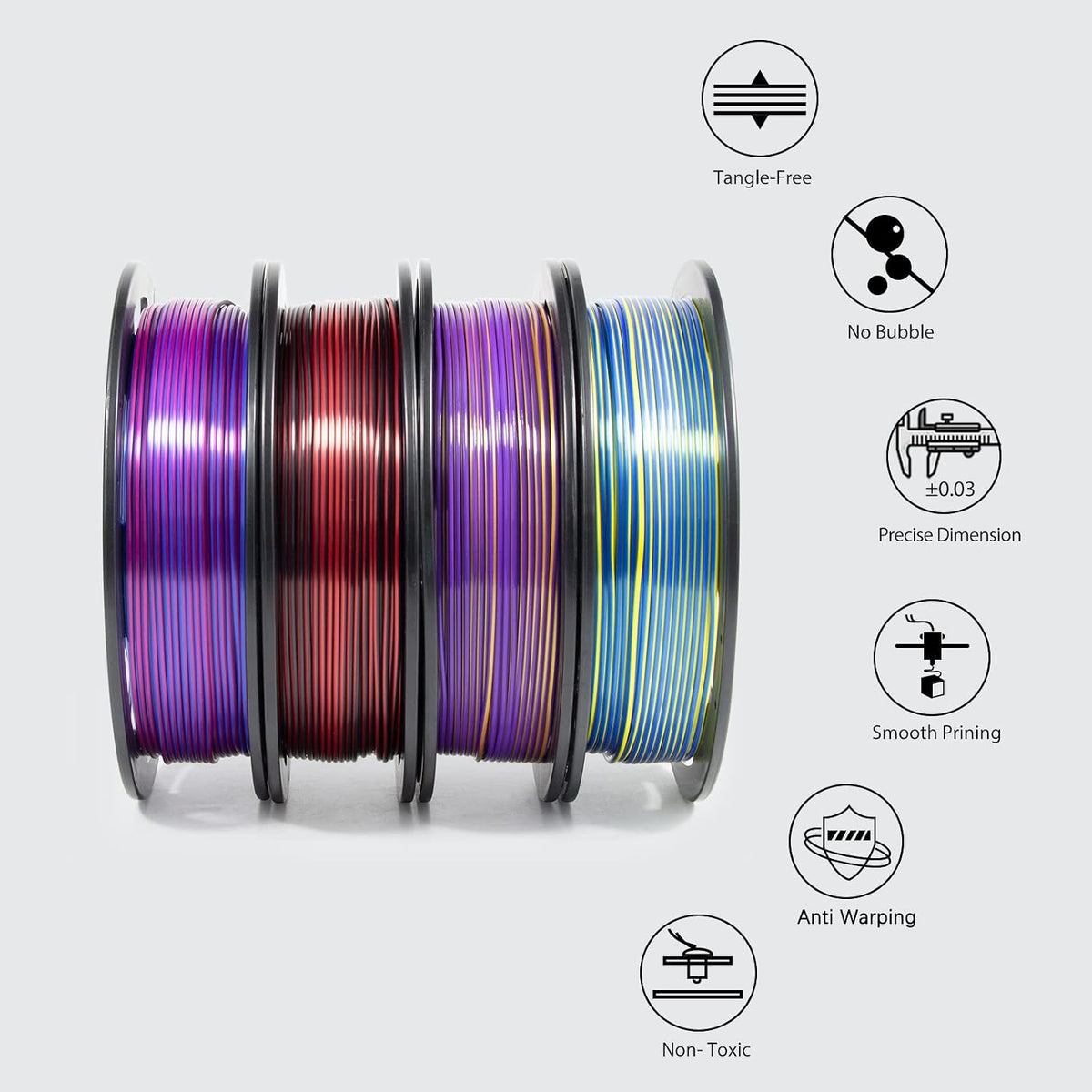 iSANMATE - Paquete de filamento sedoso de dos colores de ácido poli...