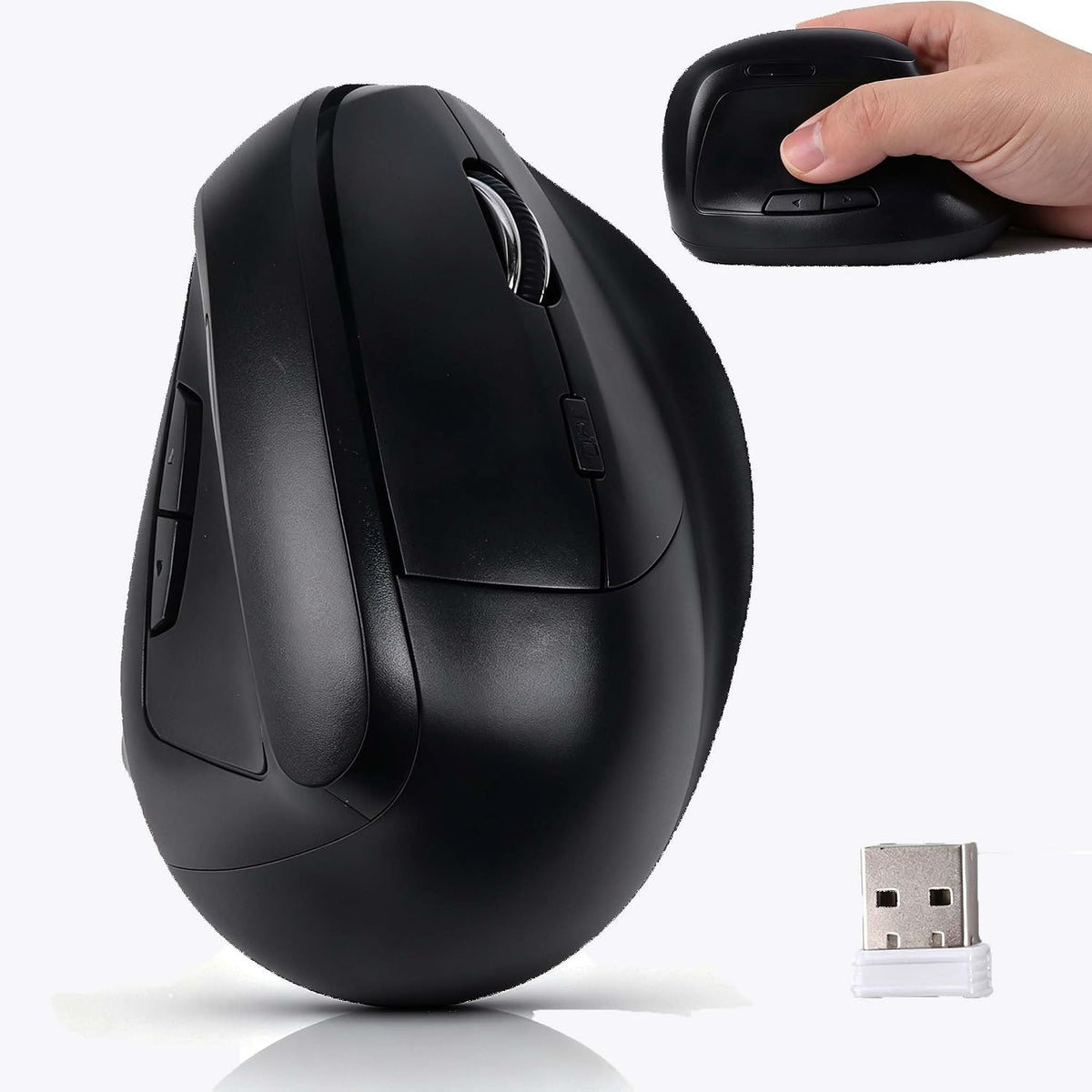 Ratón inalámbrico Bluetooth, ergonómico, vertical, recargable, sile...